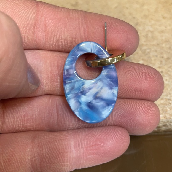 Ann Taylor Pearlized Blue and Gold Earrings - Picture 5 of 5